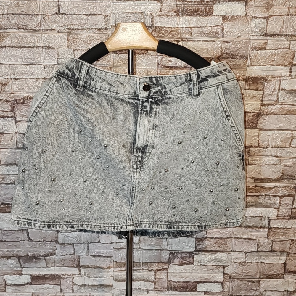 Zara Gray Soft Denim Skirt